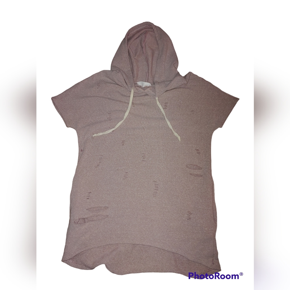 Anthropologie Lavender Field Distressed Hoodie, Size S/M